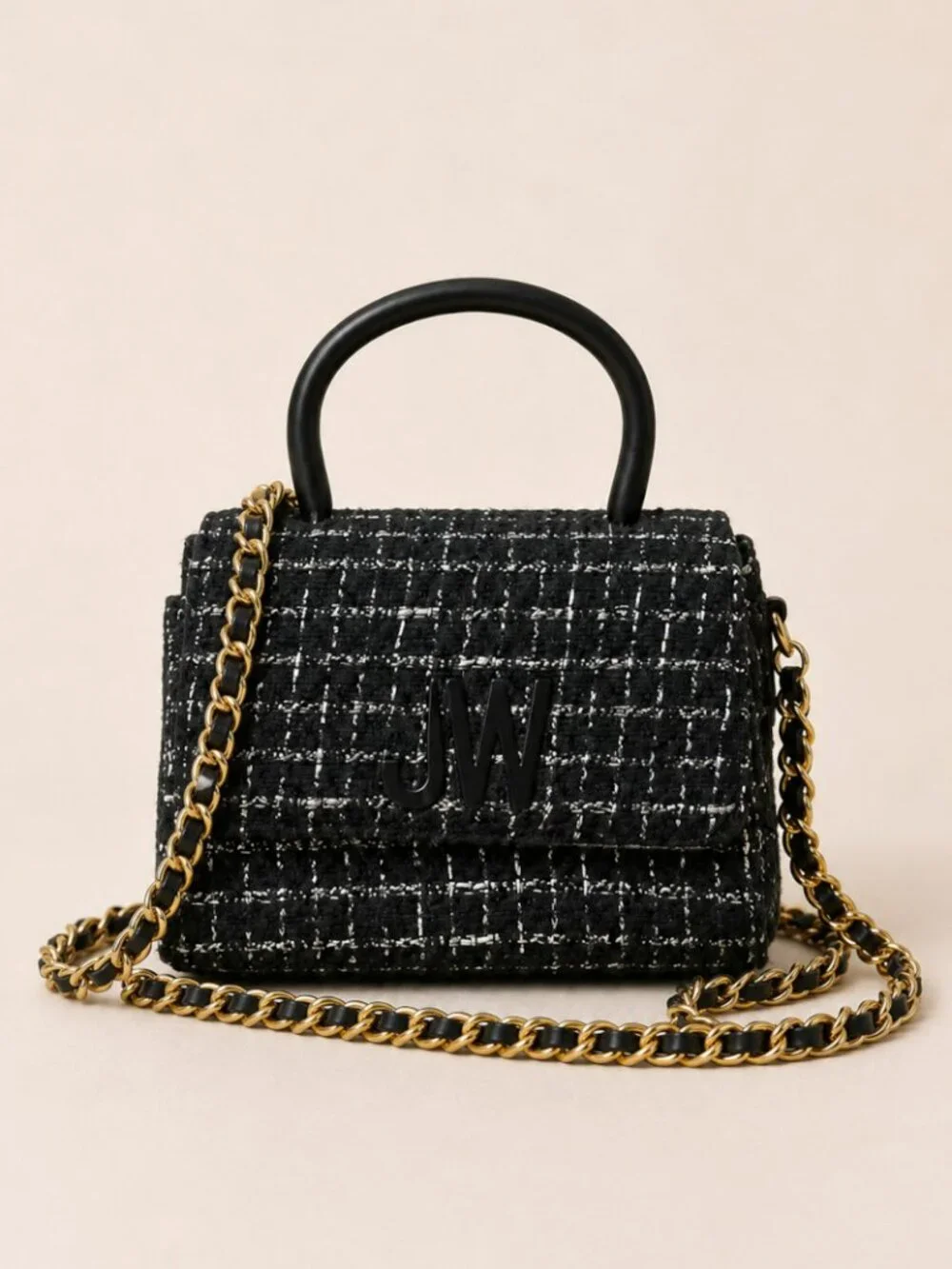 Jason Wu Mini Tweed Top Handle Crossbody Bag Black Lurex Woven Texture - Picture 4 of 15